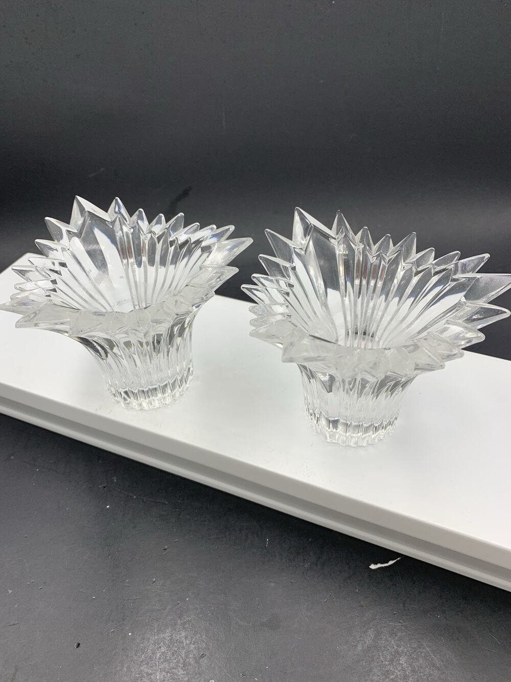Pair of Mikasa Dante Lead Crystal Starburst Candle Holders